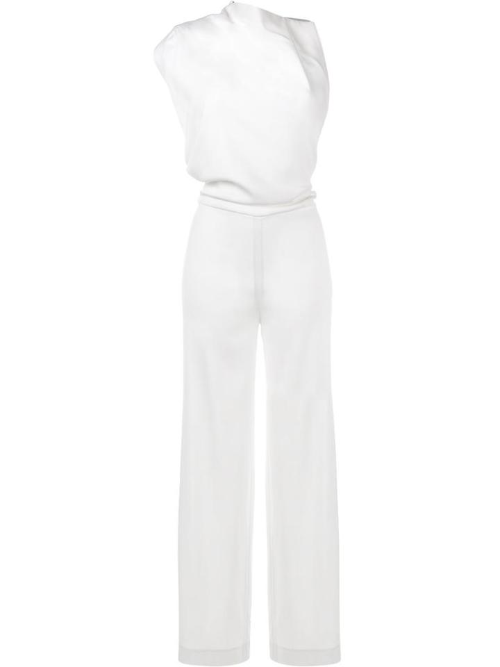 Osman Sleeveless Tailored Jumpsuit, Women's, Size: 12, White, Viscose/wool/polyamide/spandex/elastane
