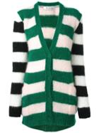 Max Mara Striped V-neck Cardigan, Women's, Size: Medium, Green, Polyamide/mohair/wool