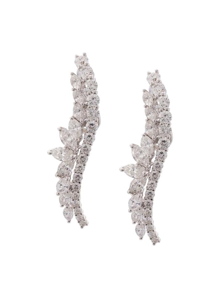 Yeprem 18kt White Gold Diamond Ear Climbers - Silver