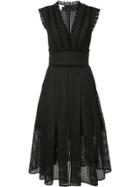 Oscar De La Renta Pleat Trim Flared Dress - Black