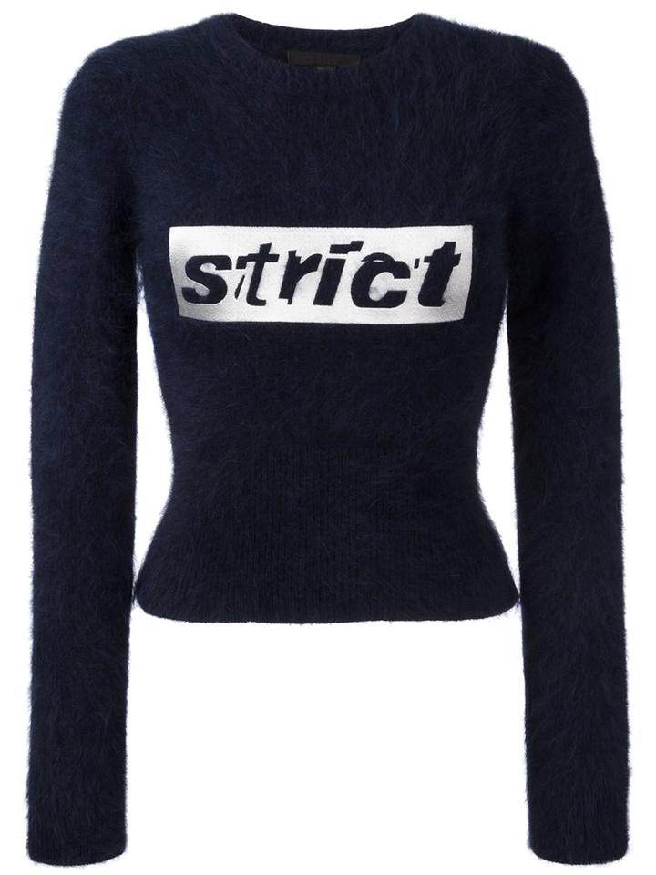 Alexander Wang Strict Cropped Jumper, Women's, Size: Small, Blue, Nylon/angora/wool