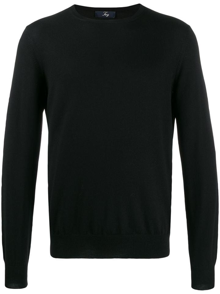 Fay Plain Crew Neck Jumper - Black