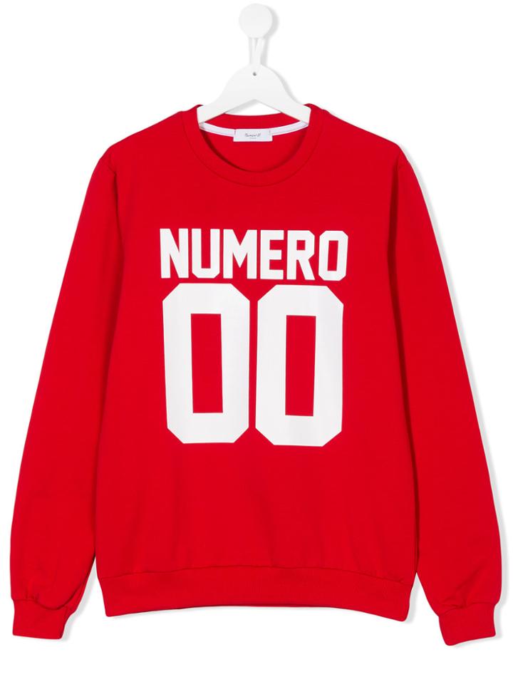 Numero00 Kids Teen Logo Print Sweatshirt - Red