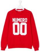 Numero00 Kids Teen Logo Print Sweatshirt - Red