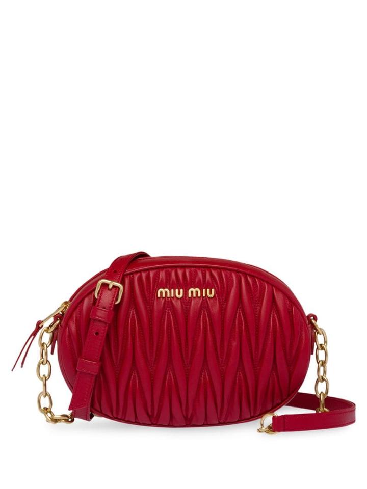 Miu Miu Matelassé Bandoleer Shoulder Bag - Red