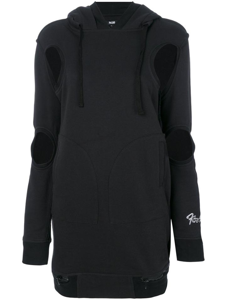 Ktz Cut-embroidered Hooded Dress - Black