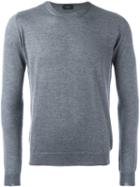 Zanone Crew Neck Jumper, Men's, Size: 54, Grey, Cashmere