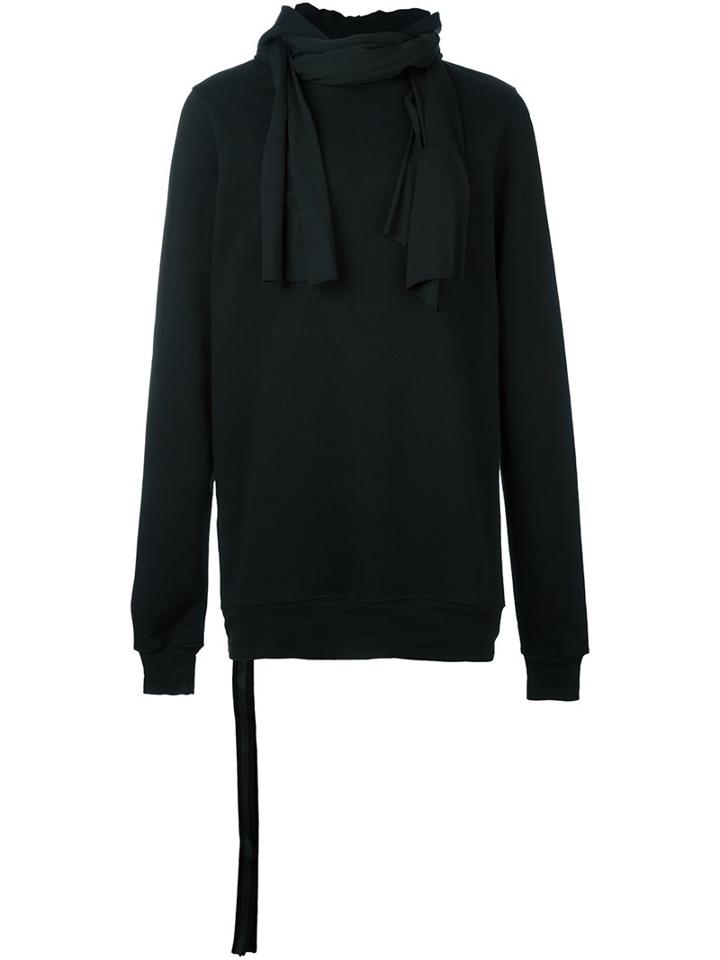 Unravel Attached Scarf Sweatshirt, Men's, Size: Small, Black, Cotton