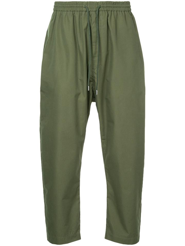 Juun.j Cropped Drawstring Trousers - Green