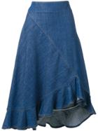 Kenzo Denim Ruffled Skirt - Blue