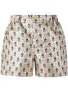 Miu Miu Floral Jacquard Shorts, Women's, Size: 42, Grey, Silk/polyester/metal