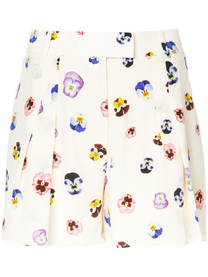 Christopher Kane Pansy-print Shorts, Women's, Size: 40, Nude/neutrals, Silk
