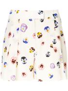 Christopher Kane Pansy-print Shorts, Women's, Size: 40, Nude/neutrals, Silk