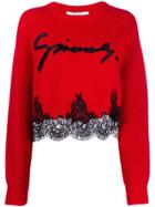 Givenchy Lace Hem Jumper - Red