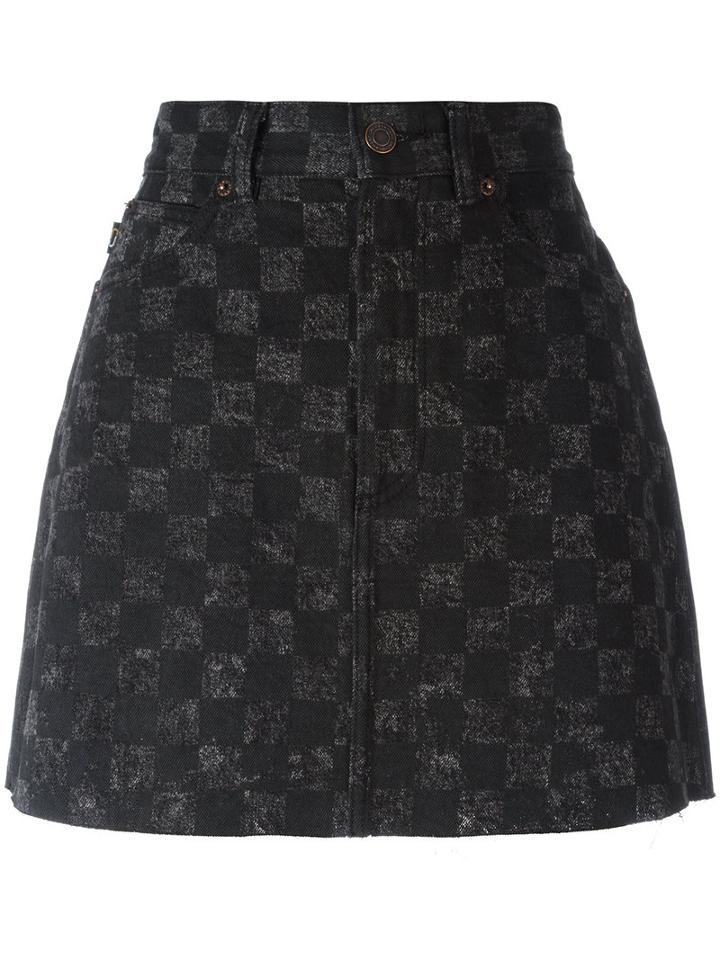 Marc Jacobs Checked Denim Skirt, Women's, Size: 28, Black, Cotton