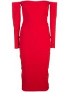 Alex Perry Off The Shoulder Midi Dress - Red