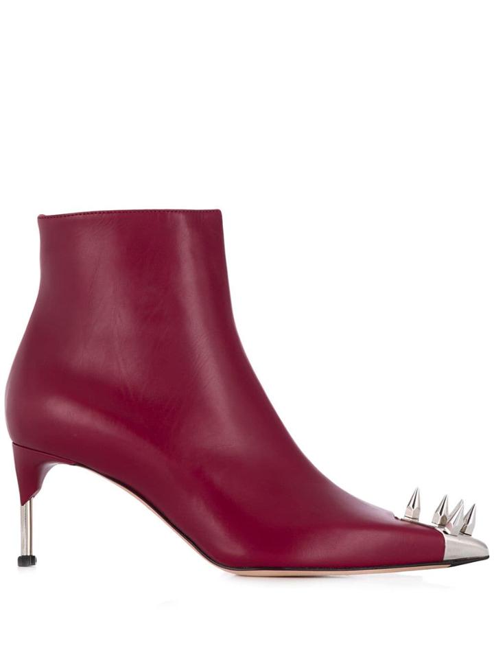 Alexander Mcqueen Spike Stud Ankle Boots - Red