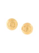 Chanel Pre-owned Cc Motif Button Earrings - Gold