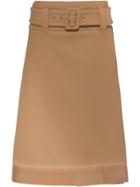 Prada Belted Wool Skirt - Brown