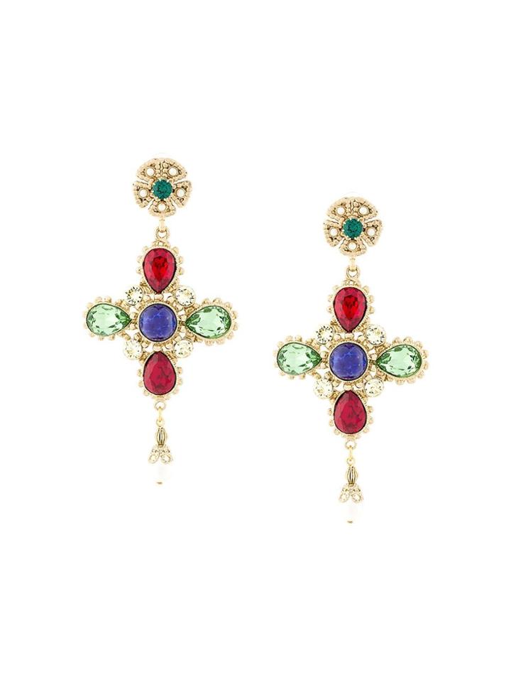 Dolce & Gabbana Crystal Cross Earrings - Multicolour