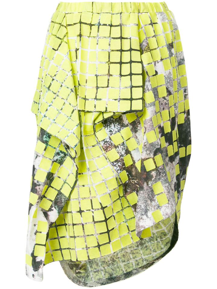 Issey Miyake Printed Asymmetric Skirt - Green