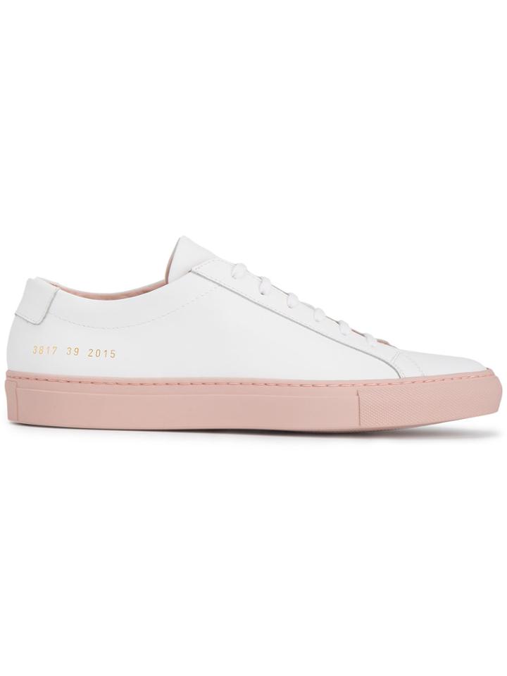 Common Projects White Leather Pink Sole Achilles Sneakers