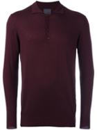 Laneus Longsleeved Polo Shirt, Men's, Size: 52, Red, Silk/cashmere
