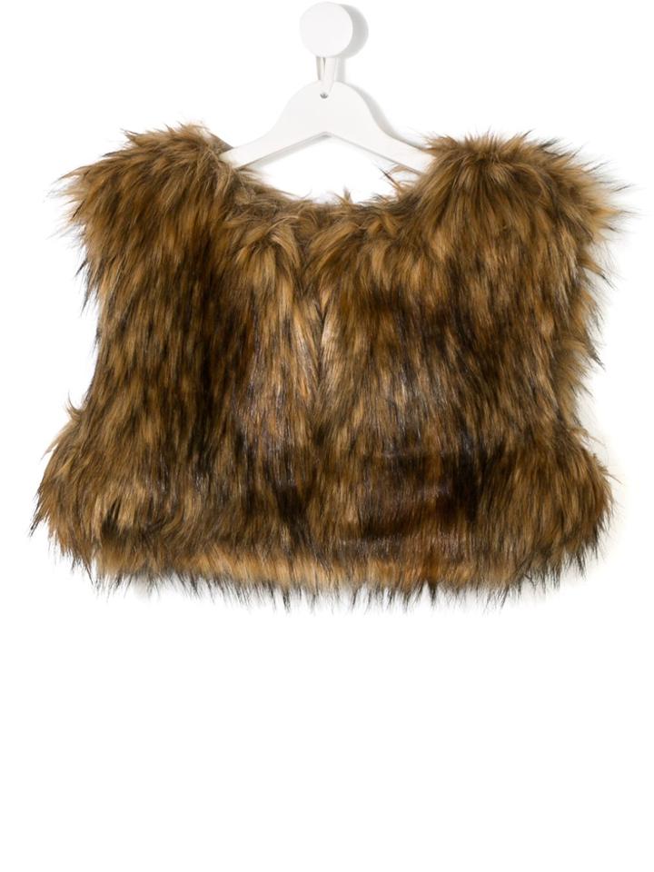 Dsquared2 Kids Cropped Fur Gilet - Nude & Neutrals