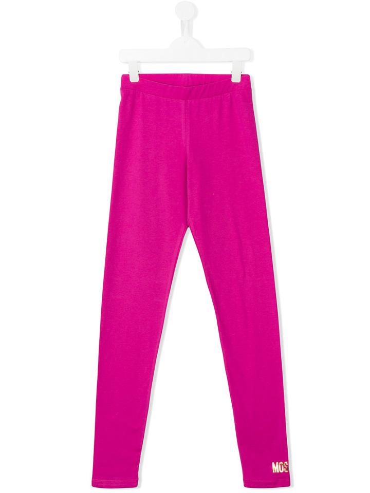 Moschino Kids Logo Print Leggings, Girl's, Size: 14 Yrs, Pink/purple