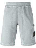 Stone Island Logo Patch Track Shorts, Men's, Size: Xl, Grey, Cotton
