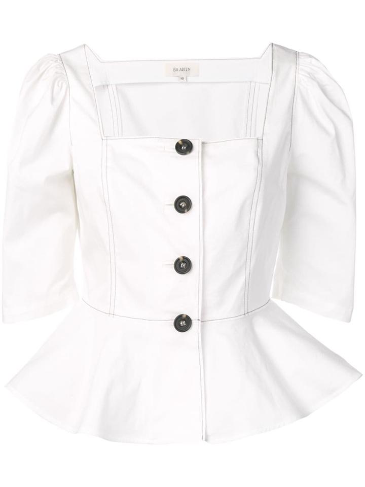 Isa Arfen Button-down Speplum Top - White