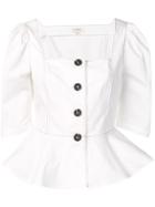 Isa Arfen Button-down Speplum Top - White