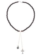 Catherine Michiels Rose & Crucifix Beaded Necklace, Women's, Brown