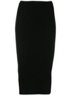 Rick Owens Side Slit Mid-length Skirt - Black