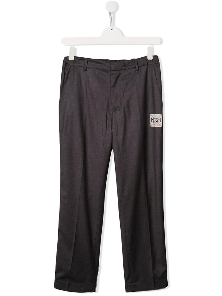 Nº21 Kids Teen Logo Stripe Trousers - Grey