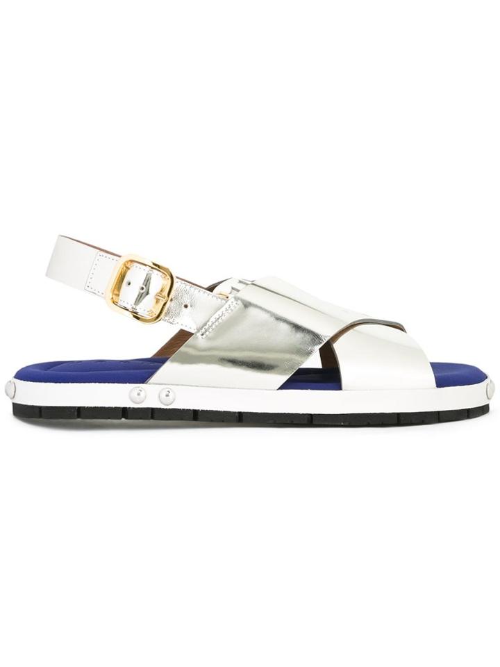 Marni Crossover Fussbett Sandals - Metallic