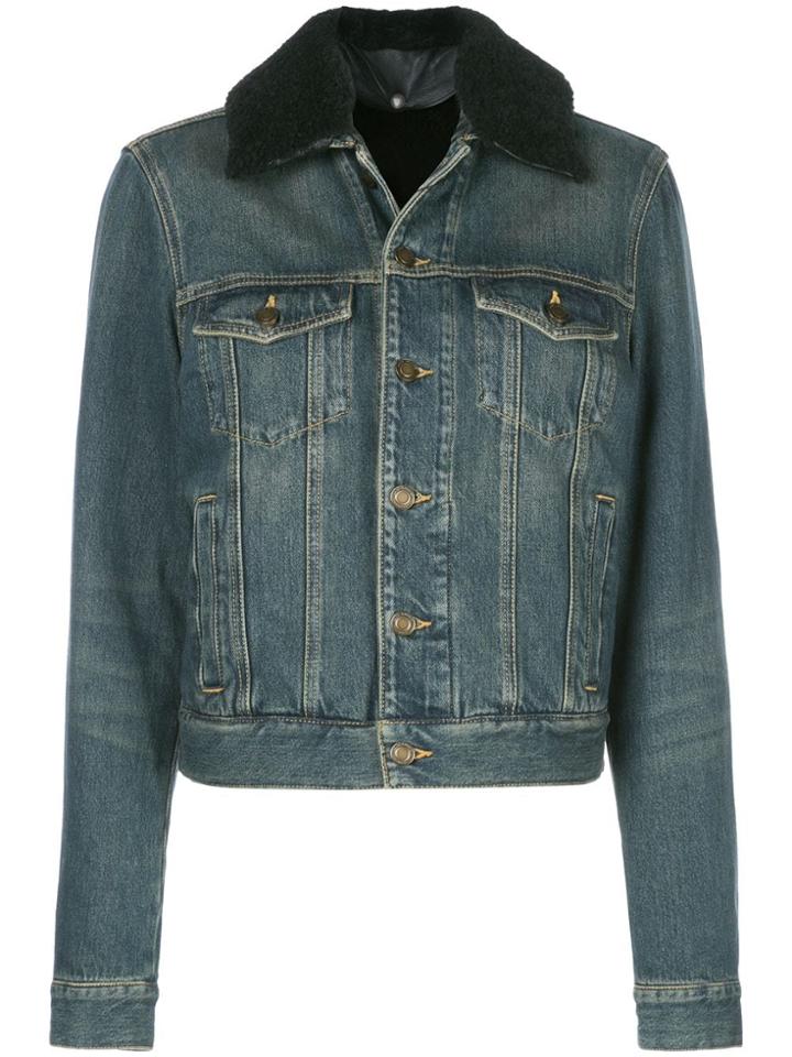 Saint Laurent Shearling Lined Denim Jacket - Blue