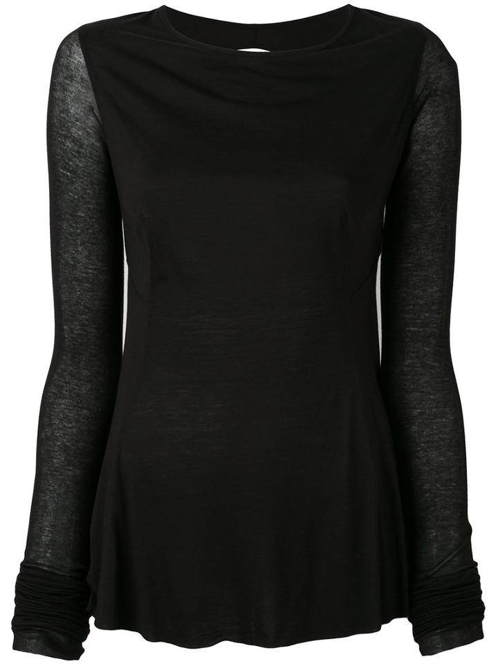 Rick Owens Lilies - Backless Long Sleeve T-shirt - Women - Cotton/polyamide/viscose - 40, Black, Cotton/polyamide/viscose