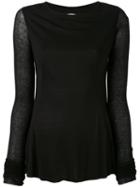 Rick Owens Lilies - Backless Long Sleeve T-shirt - Women - Cotton/polyamide/viscose - 40, Black, Cotton/polyamide/viscose