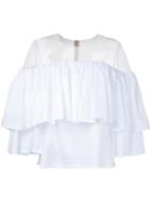 Elaidi Ruffled Off Shoulder Blouse, Women's, Size: 38, White, Cotton
