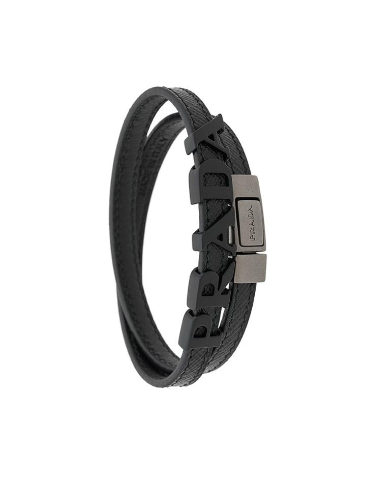 Prada Double Wrap Logo Bracelet - Black