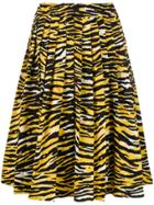 Prada Tiger Print Pleated Skirt - Yellow & Orange