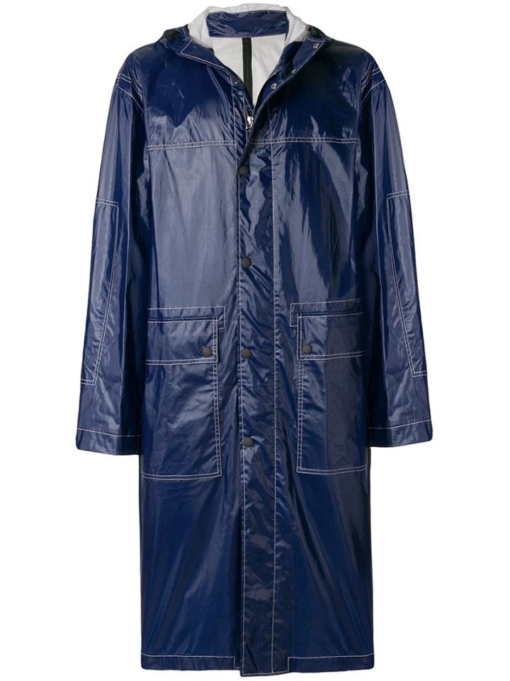 Joseph Contrast Stitch Hooded Coat - Blue