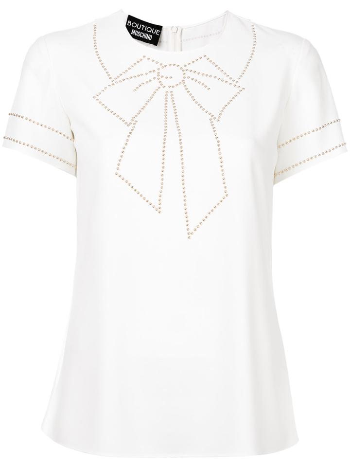 Boutique Moschino Bow-embroidered T-shirt - White