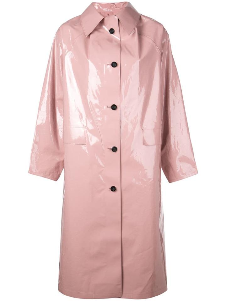 Kassl Oversized Long Trench Coat - Pink