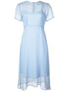 Hvn Check Print Midi Dress - Blue