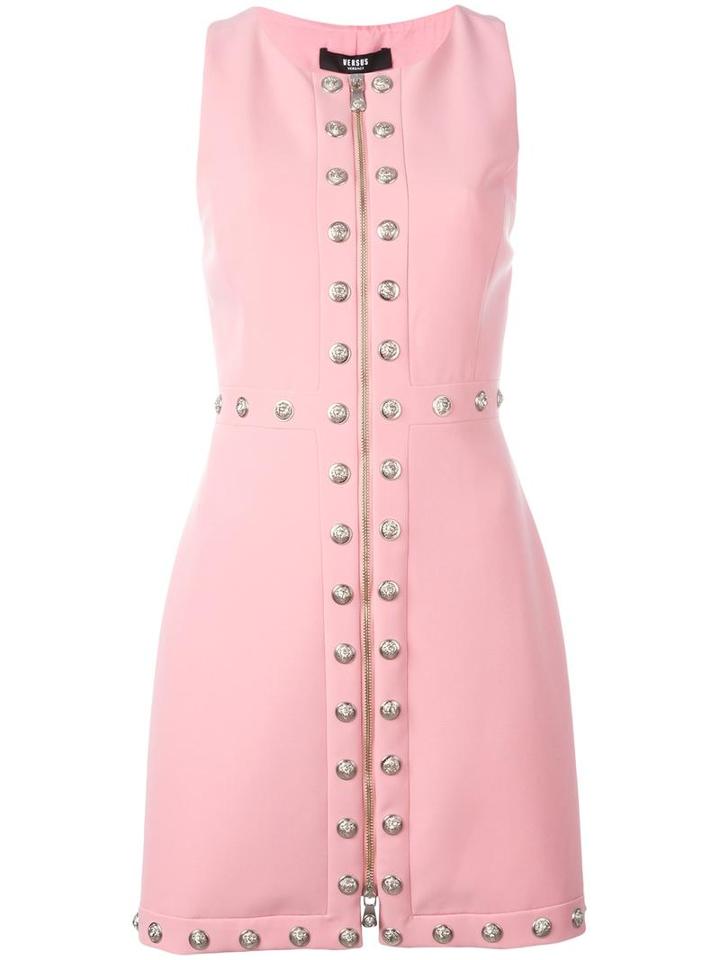 Versus Embellished Zip Mini-dress, Women's, Size: 38, Pink/purple, Polyester/spandex/elastane/viscose/spandex/elastane