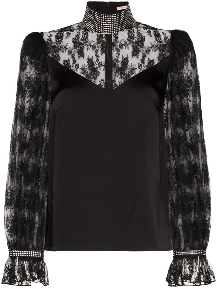 Christopher Kane Crystal Collar Lace Blouse - Black