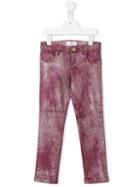 Young Versace Metallic Slim Fit Jeans, Girl's, Size: 10 Yrs, Pink/purple