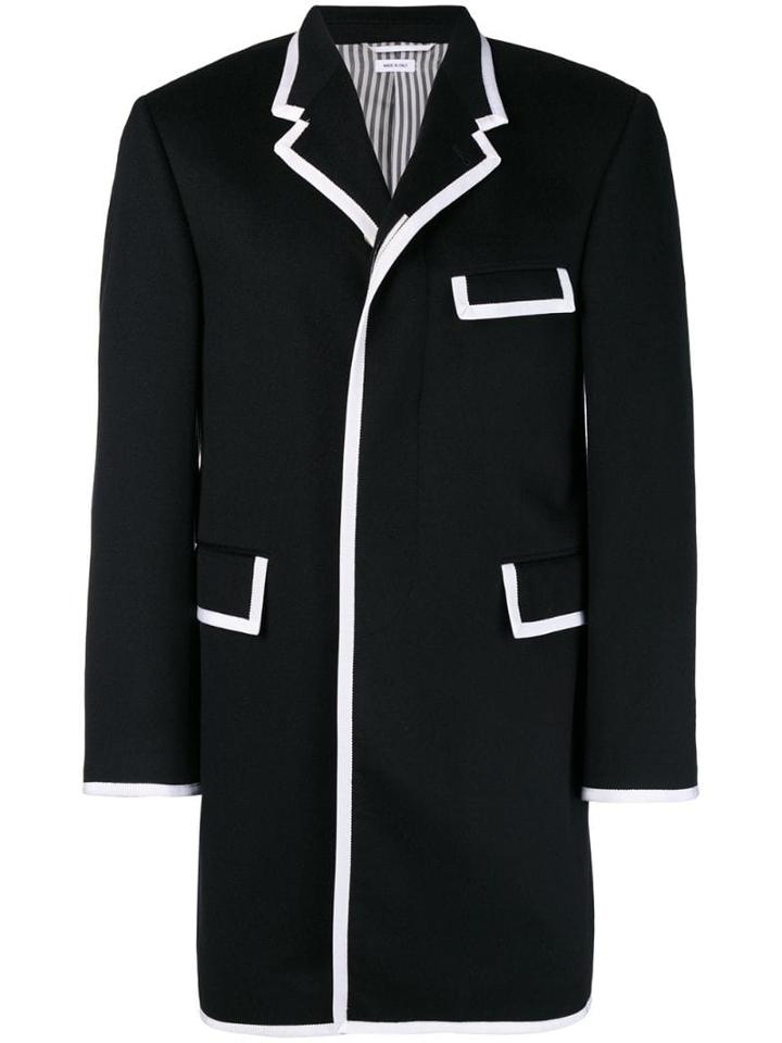 Thom Browne Contrast Tipping Cashmere Chesterfield - Blue